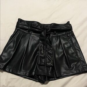Blank NYC High Waist Black Faux Leather Shorts